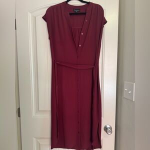 Fortune & Ivy Burgundy Button-Down Dress
